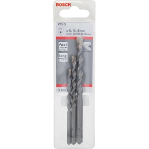 Bosch Betonbohrer-Set CYL-3, 3-teilig, Ø 5-8 mm, für Beton, Mauerwerk und Kalksandstein.