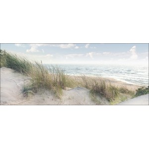 Dekopanel mit Ostsee-Motiv: Düne mit Strandhafer und Blick aufs Meer. Maritime Wanddeko für Ihr Zuhause.