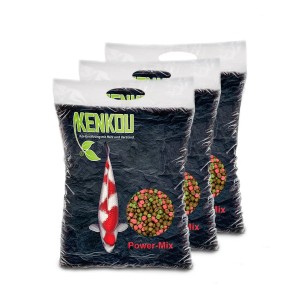 Drei Säcke Kenkou Teichfutter Koi Power-Mix 6mm, 15kg. Koifutter Pellets für gesunde Ernährung.
