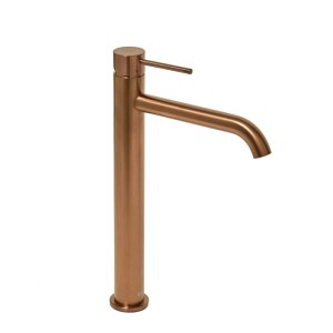 Hohe Roségold Waschtischarmatur aus gebürstetem Edelstahl, Einhebelmischer für Bad, 30,8 cm.