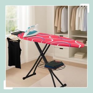 Relaxdays Bügelbrett Stahl Rot Höhenverstellbar 110 cm x 33 cm 4,6 kg