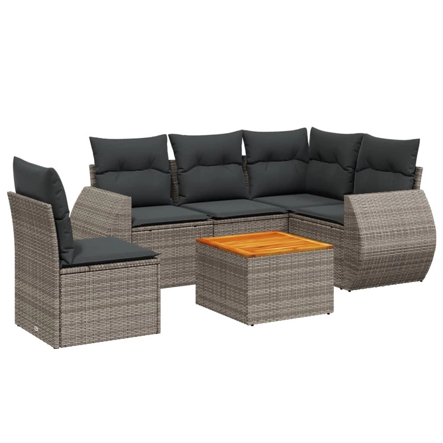 vidaXL 6-Tlg Garten-Sofagarnitur mit Kissen Grau Poly Rattan 3225010 günstig online kaufen