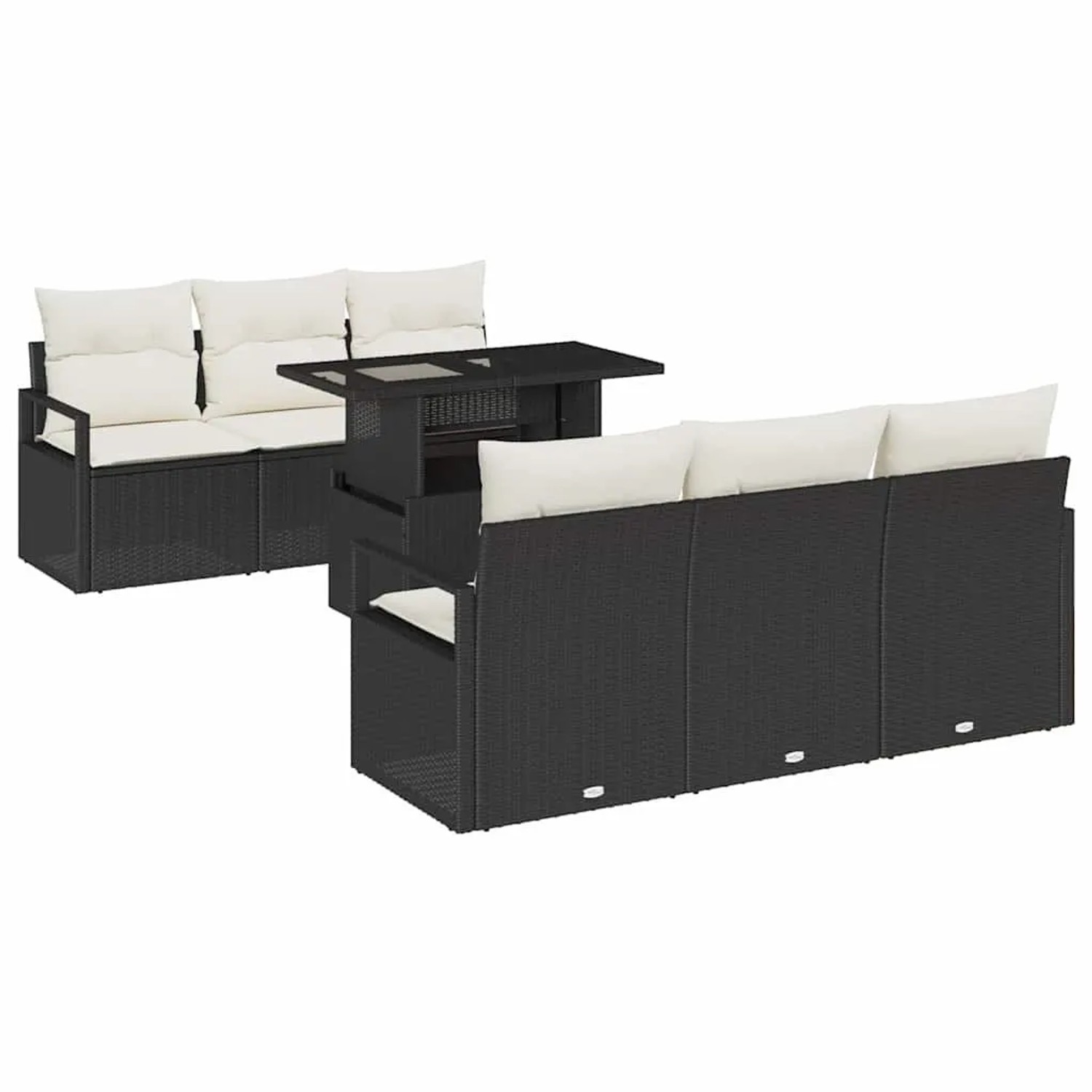 vidaXL Gartensofa-set mit Speicher 7-Tlg Schwarz und Creme Poly-Rattan 3348 günstig online kaufen