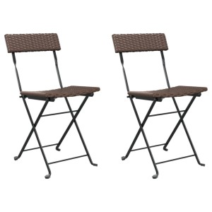 vidaXL Bistrostühle 2 Stk Klappbar Braun Poly Rattan und Stahl 319987