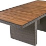 Gartenmöbel-Tisch Braga, Teil des 5-teiligen Sets in Weidengrau mit Akazienholzplatte.