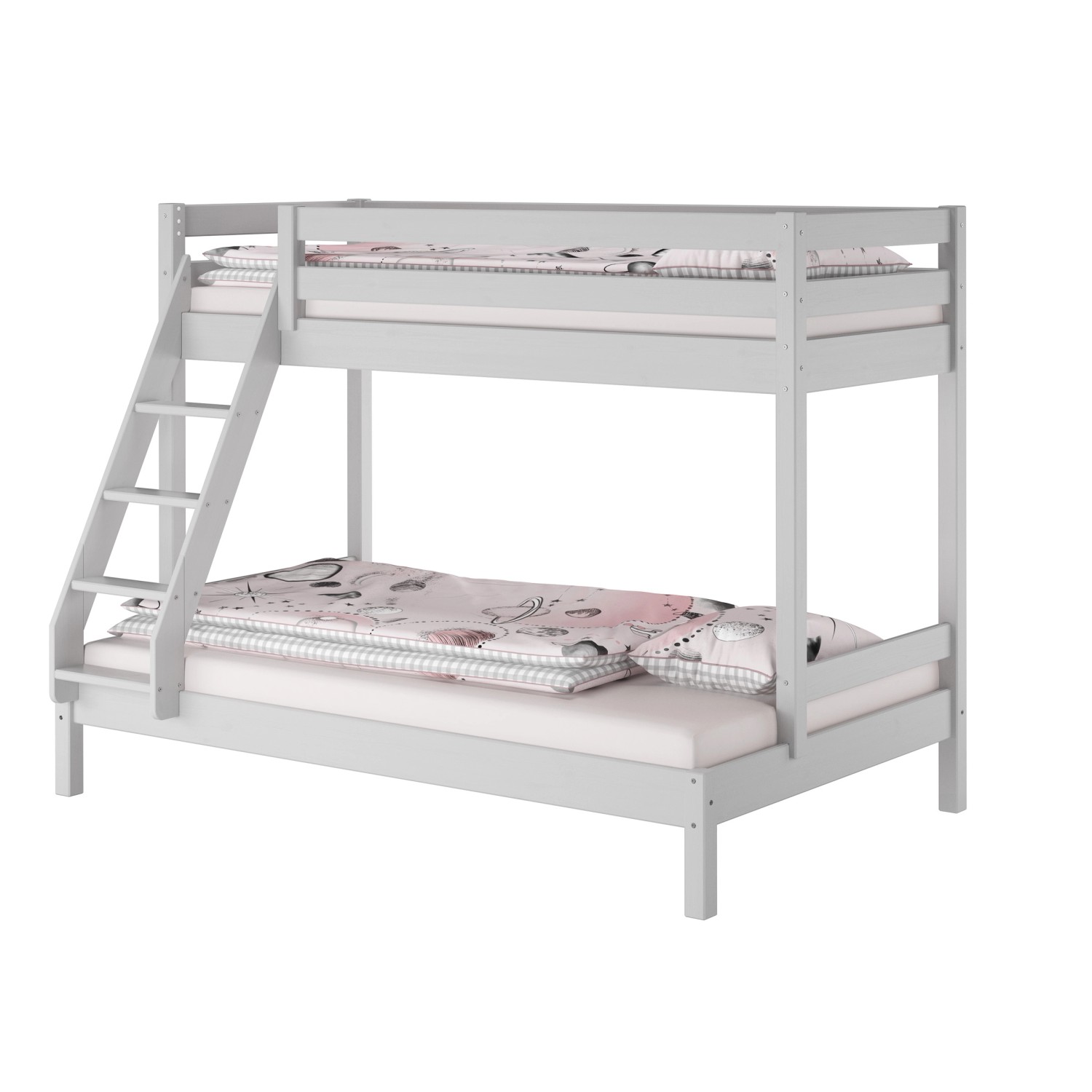 Erst-Holz Hellgraues Stockbett 90 x 200 cm  / 140 x 200 cm Erwachsene Kiefe günstig online kaufen