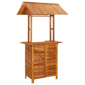 5-tlg. Gartenbar-Set aus Akazienholz mit Bartisch und 4 Hockern für Garten oder Terrasse.