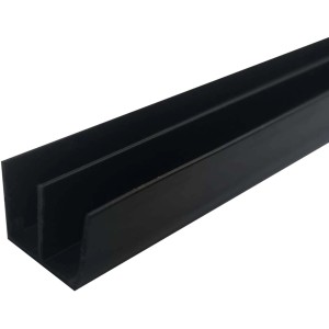 Schwarzes Arcansas W-Profil aus PVC, 16x10x1000 mm, für Schiebetüren und Schubladen.