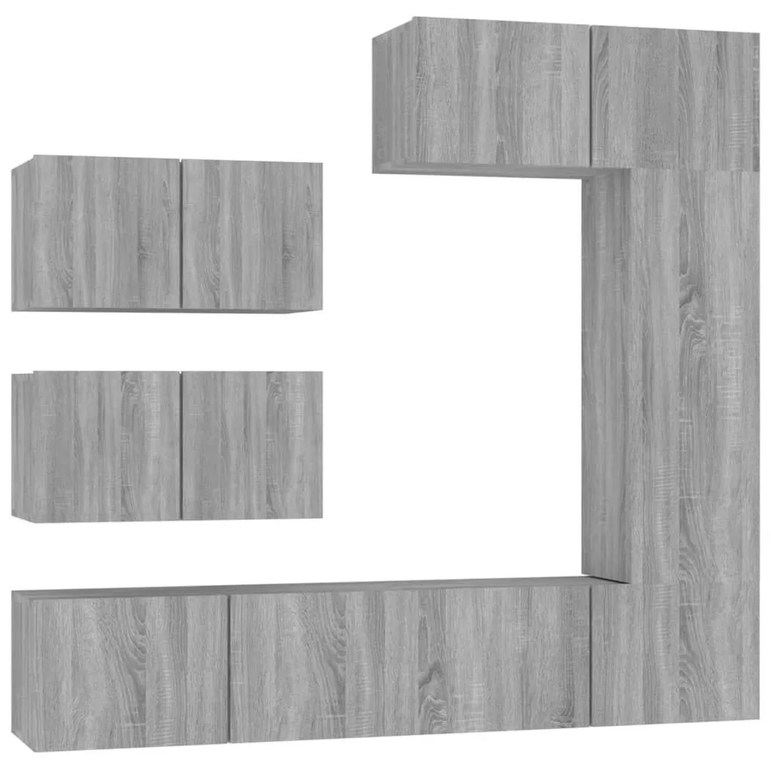 vidaXL 6 Tlg TV-Schrank-Set Grau Sonoma Holzwerkstoff 3114556