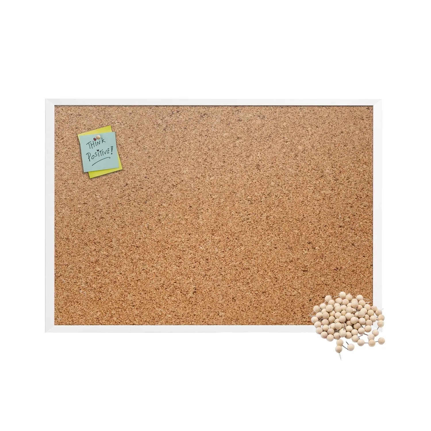 Tulup Pinnwand 100x70 cm Weißer Rahmen Kork Pinnwand Wandmontage Gratis Anstecknadeln im Set Enthalten