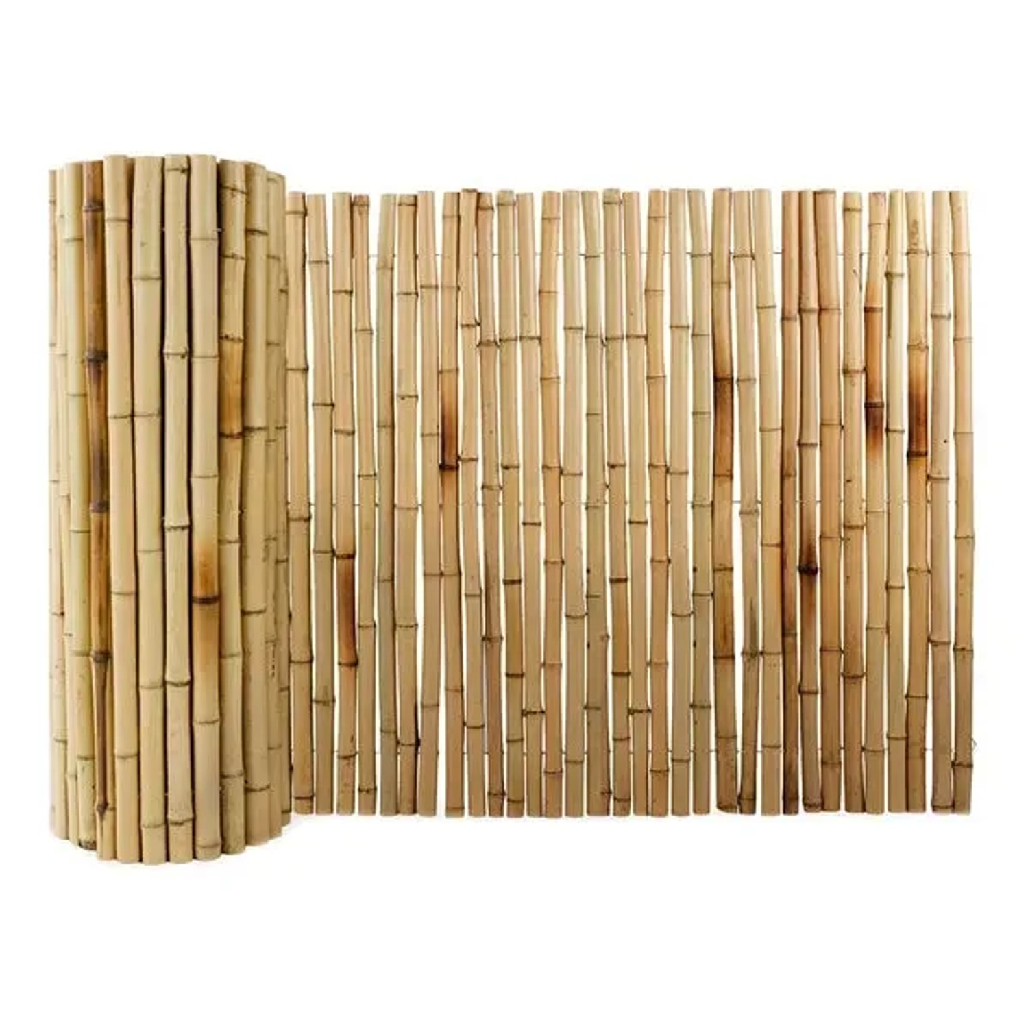 Karat Bambus Sichtschutzzaun, Natur, 180x200cm, gerollt und aufgestellt, für Balkon & Garten.
