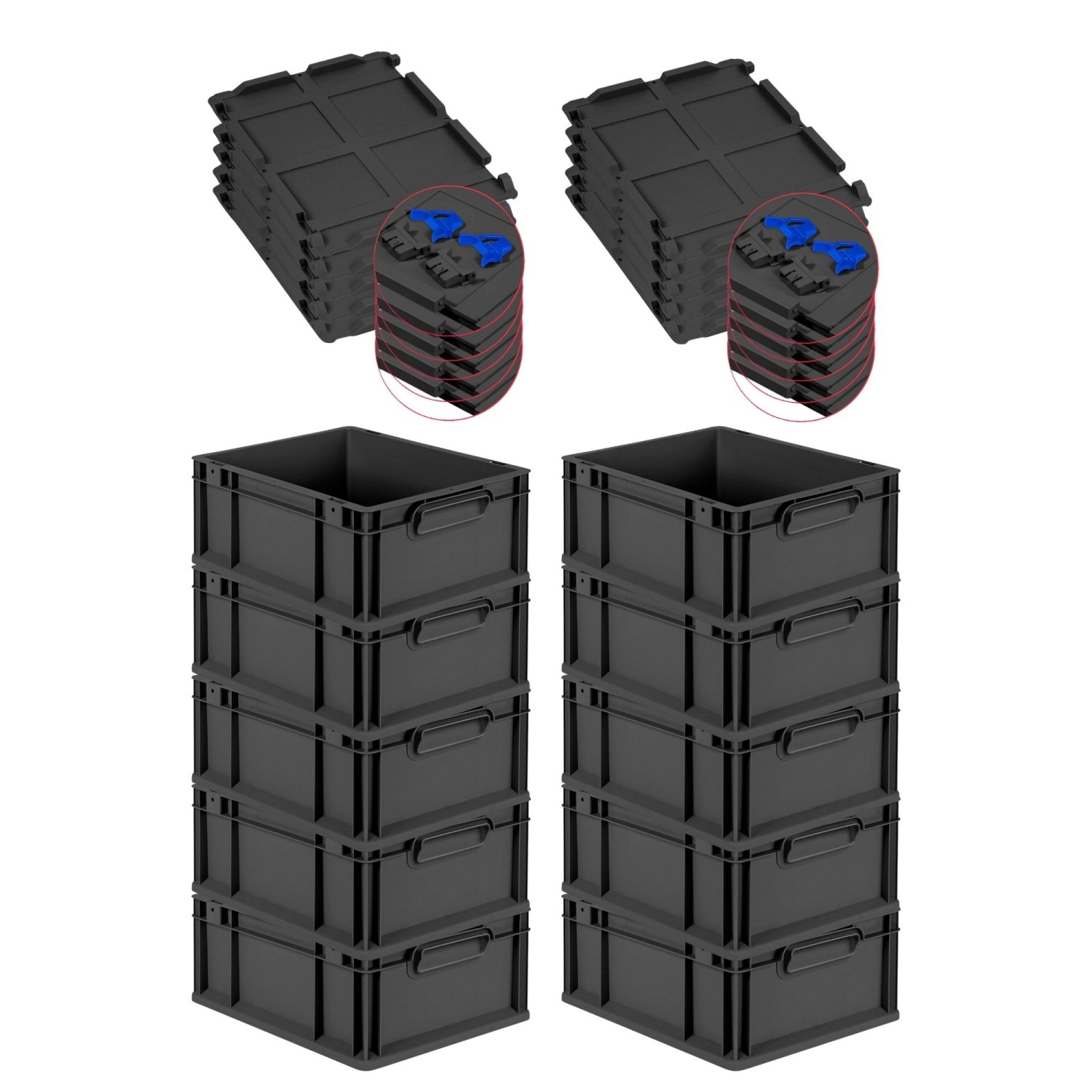 PROREGAL SuperSparSet 10x Eurobox Nextgen Grip Mit Scharnierdeckel Und Blau günstig online kaufen