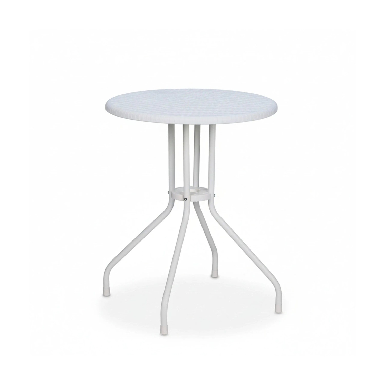 Relaxdays Gartentisch Kunststoff Weiß Rattanoptik 73 cm x 60 cm 4,1 kg