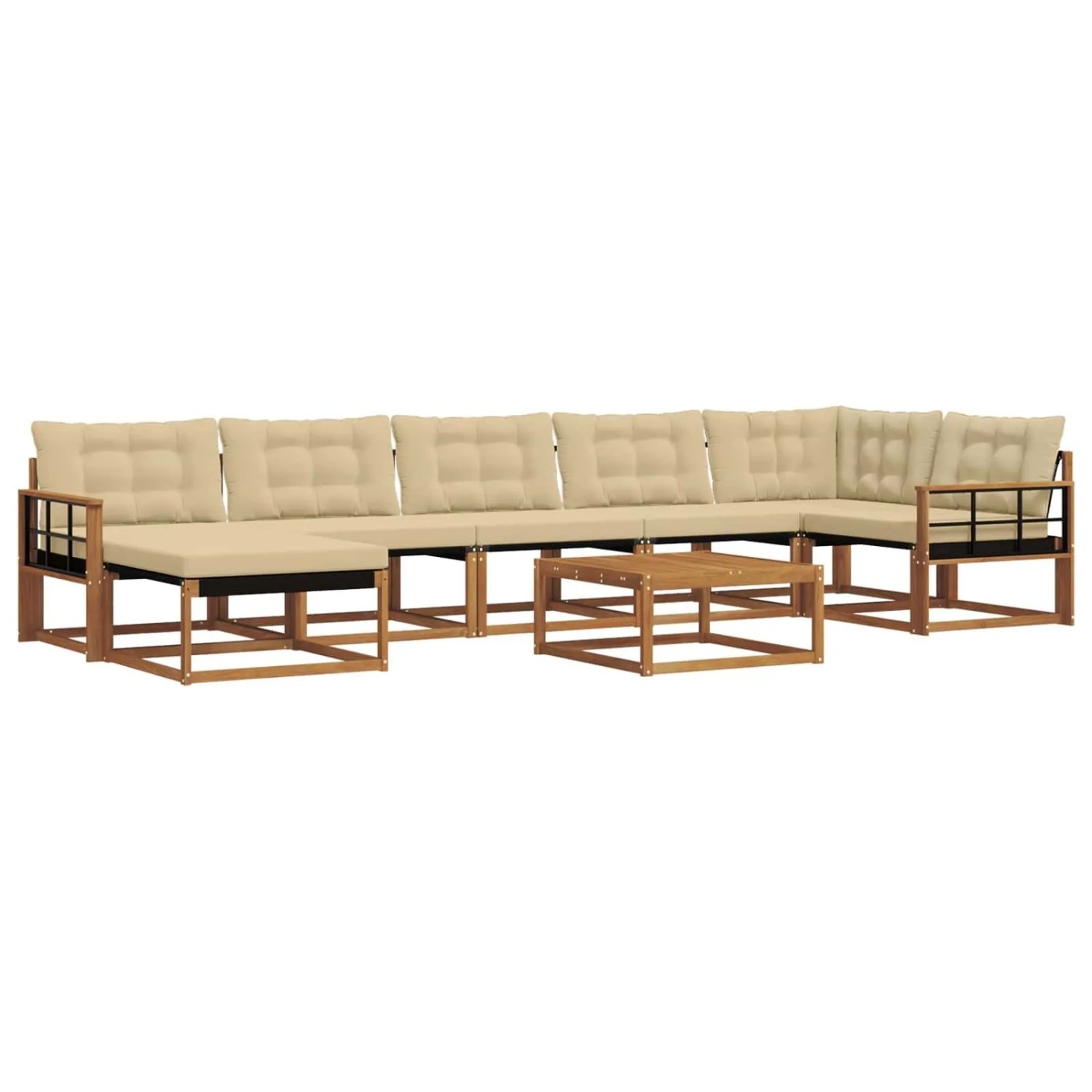vidaXL Outdoor-Sofagarnitur 22-Tlg Natur und Beige Massivholz Akazie 3369704