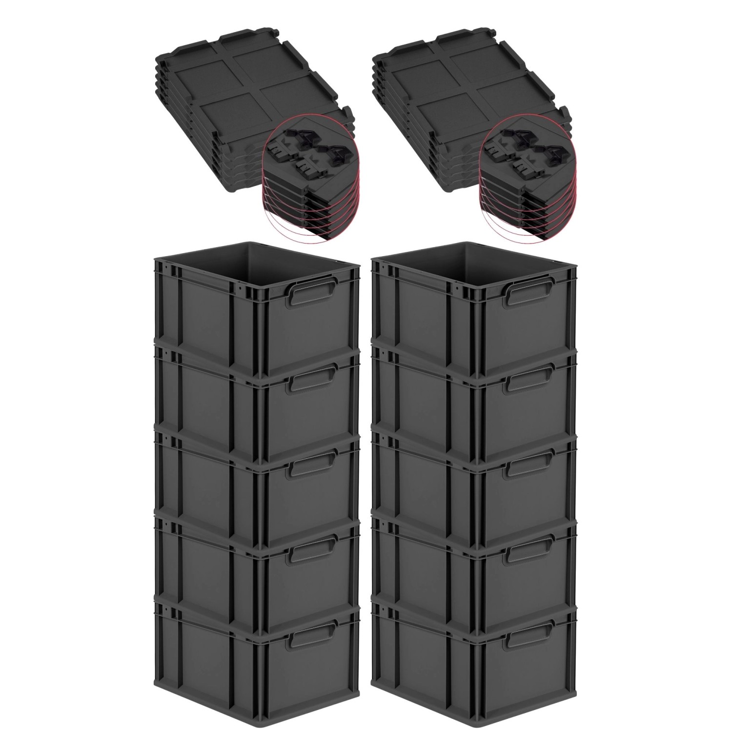 PROREGAL SuperSparSet 10x Eurobox Nextgen Color Mit Scharnierdeckel HxBxT 2 günstig online kaufen