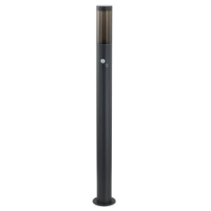 Schwarze Lindby Außenleuchte Statius mit Bewegungsmelder, 100cm hoch, für E27 Leuchtmittel.