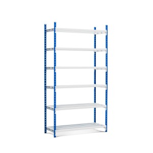 PROREGAL Fachbodenregal Maximus, blau-grau, mit 7 Ebenen. Offenes Steckregal für schwere Lasten.