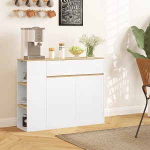 Weißes HOMCOM Sideboard (105x30x81,5 cm) mit Schublade, Schrank und offenen Fächern. Viel Stauraum.