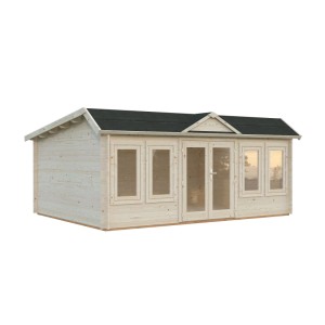 Palmako Gartenhaus Claudia Pent, 530x380 cm, naturbelassen. Holzhaus mit Fenster und Doppeltür.