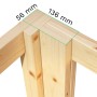 Detailaufnahme der Eckverbindung eines Bertilo Gartenhauses aus Holz mit Maßangaben.