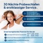 Frau schläft entspannt auf AM Qualitätsmatratzen Topper. 30 Nächte Probeschlafen & Service-Vorteile.