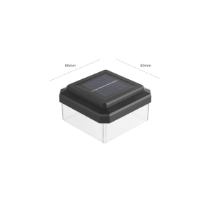 Solar Zaunleuchte 60x60 für Doppelstabmattenzaun, schwarz, mit Solarpanel und neutralweißem LED Licht.