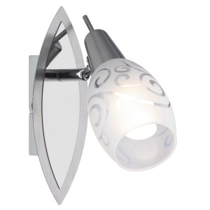 LED Spot Milazzo Nickel, 1-flammig, mit E14 Leuchtmittel und Dekorglas-Schirm.