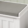Detailansicht: Weiße SoBuy Sitzbank/Garderobenbank FSR35-W mit grauem Sitzkissen.
