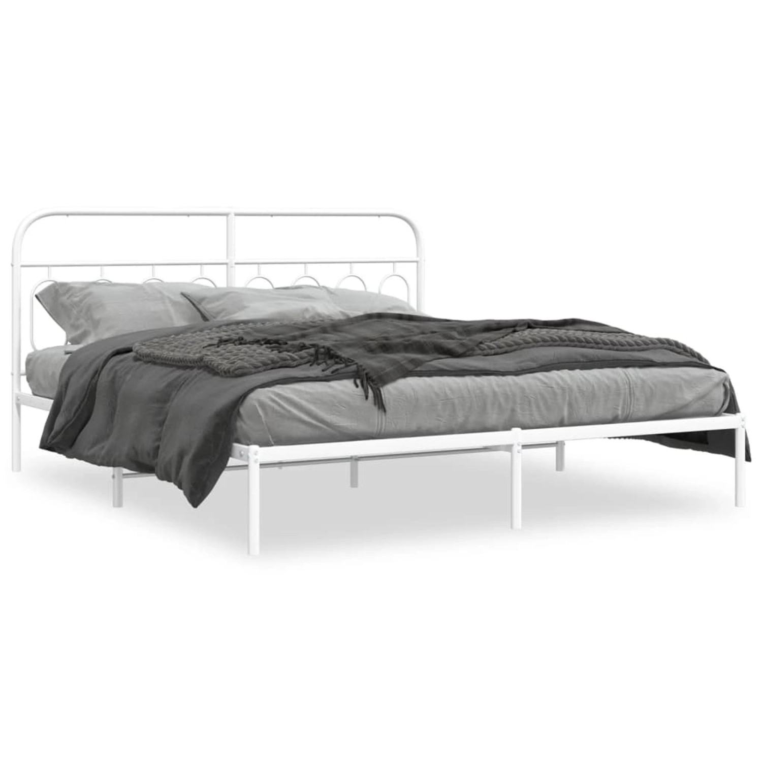 vidaXL Bettgestell mit Kopfteil Metall Weiß 180x200 cm 377170 günstig online kaufen