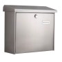 Burg Wächter Briefkasten Comfort 913, silberner Stahlbriefkasten mit Öffnungsstopp und Namensschild.