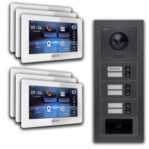 Goliath IP Video Türsprechanlage für 6 Familien mit 7 Zoll Monitor, RFID und App Steuerung.