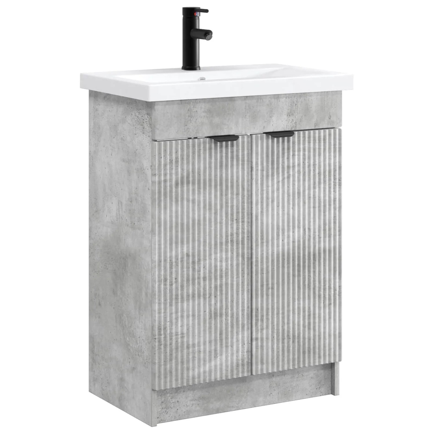 vidaXL Badezimmermöbel-Set Betongrau 56 x 37,5 x 81 cm Holzwerkstoff 3404147