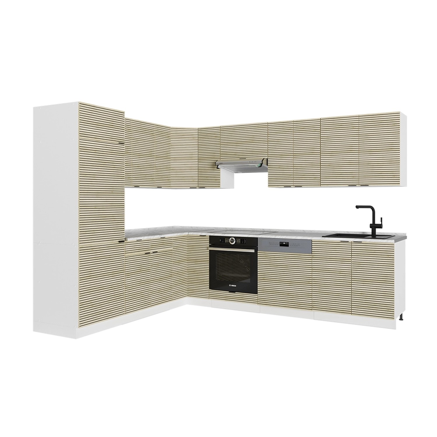 Vicco Fame-Line Eckküche Eiche Paneel/Weiß 227 x 60 cm ohne Arbeitsplatte günstig online kaufen
