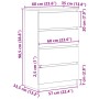 vidaXL Sideboard in Schwarz Eichen-Optik mit 4 Schubladen und Maßangaben.
