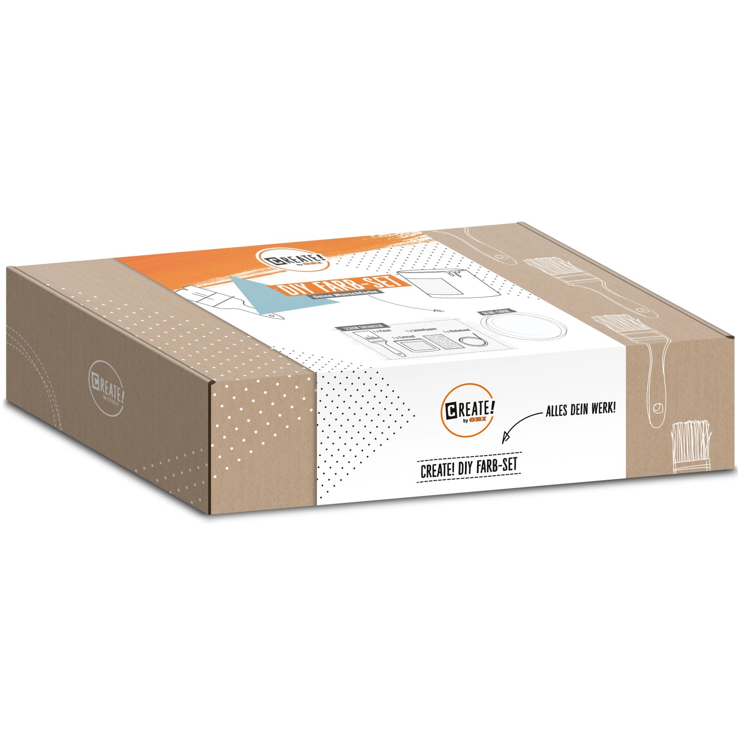 CREATE! by OBI DIY Farb-Set Baumwolle Satin Finish, verpackt im Karton.