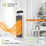 Weißer TroniTechnik Turm-Keramikheizer mit LCD-Display und WIFI Funktion. Elektrisches Heizgerät mit 2000 Watt.