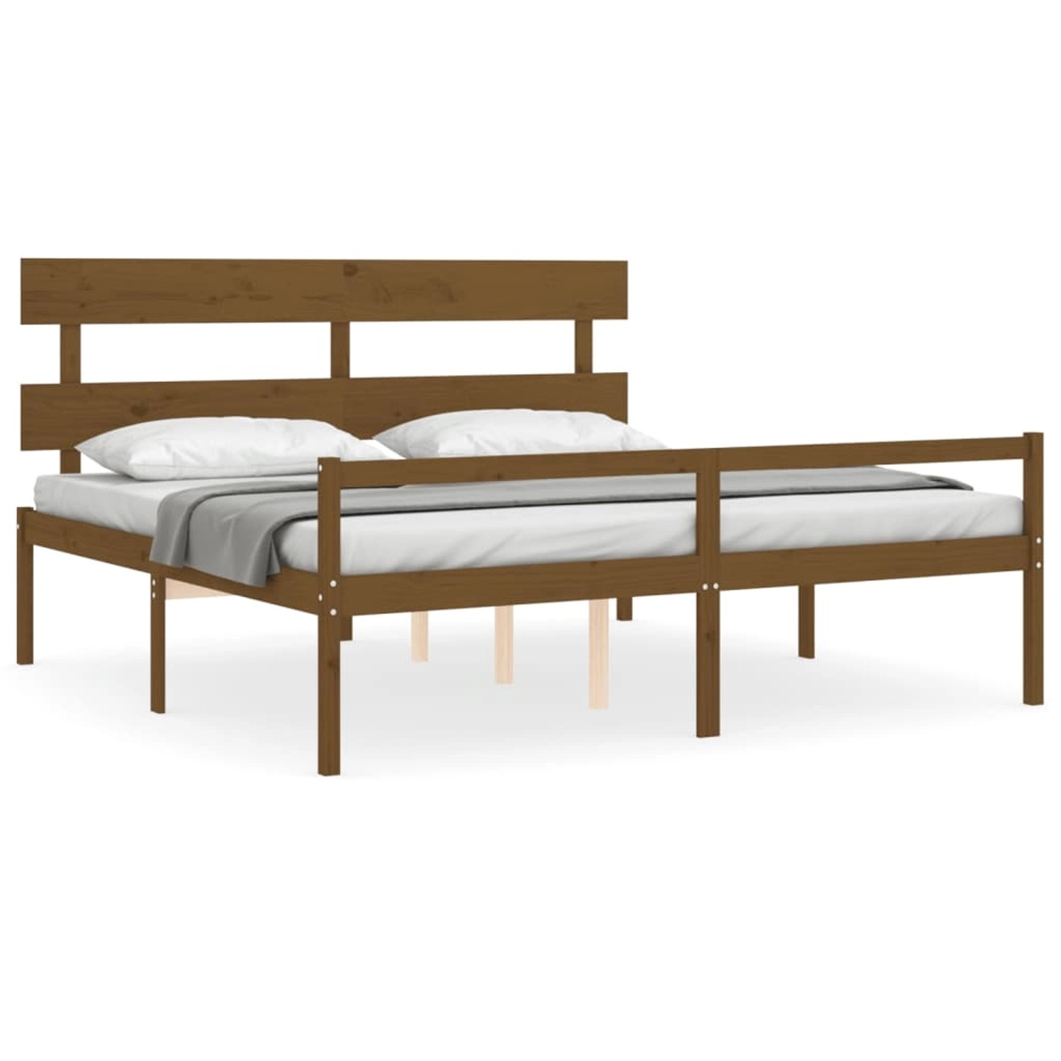 vidaXL Seniorenbett mit Kopfteil 200x200 cm Honigbraun Massivholz 3195374 günstig online kaufen