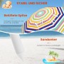COSTWAY Sonnenschirm Strand, 179 cm, bunt gestreift, mit Sandanker und belüfteter Spitze.