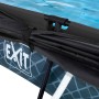 Detailansicht des grauen EXIT Stone Pools mit Sonnensegel und Filterpumpe.
