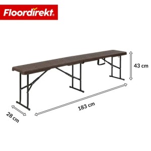 Floordirekt Gartenbank Kagawa Sitzbank 183 cm Wetterfest 320 kg Belastbar Rattan-Optik