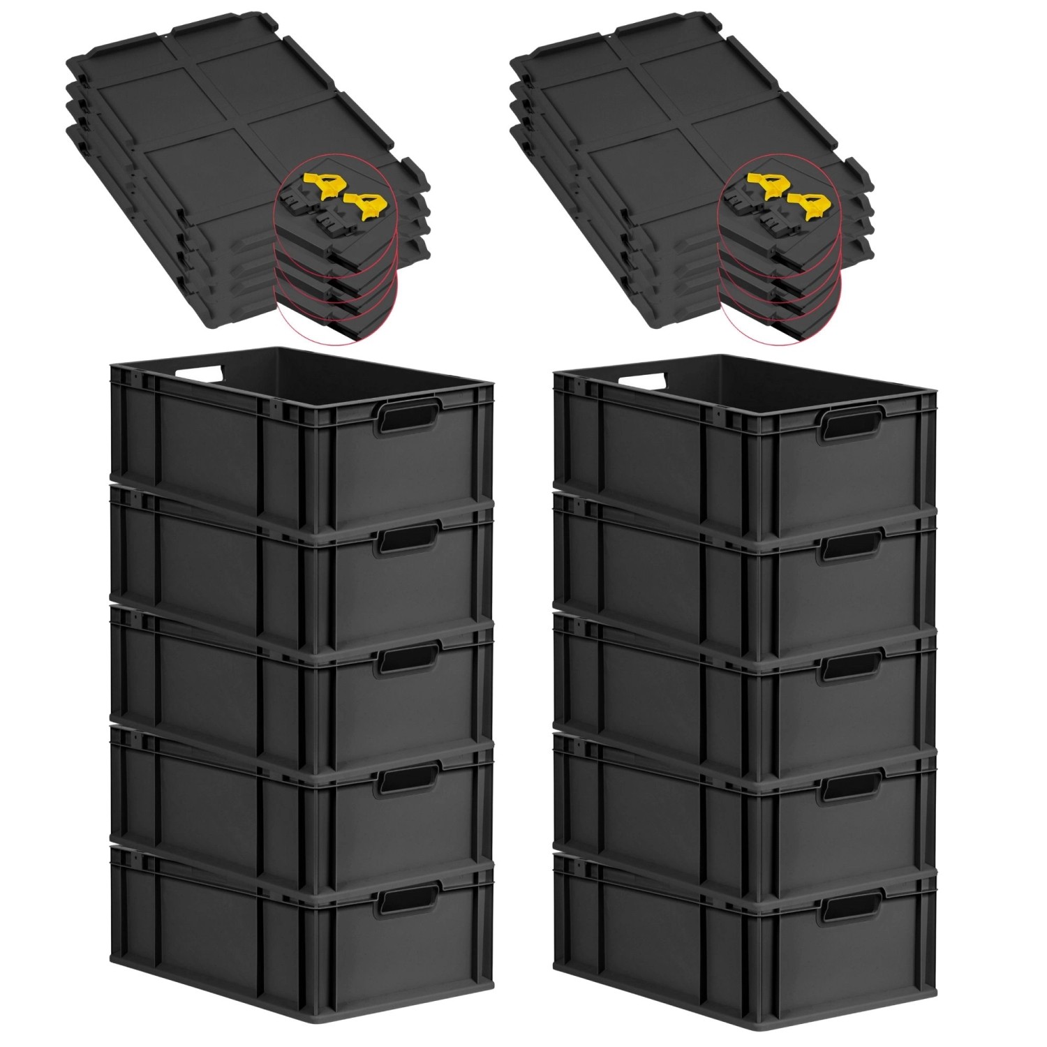 PROREGAL SuperSparSet 10x Eurobox Nextgen Grip Mit Scharnierdeckel Und Gelb günstig online kaufen