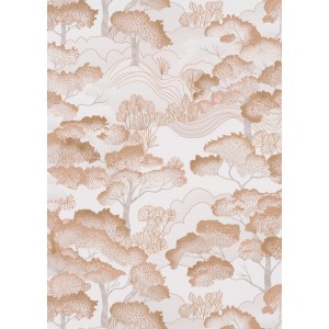 Erismann Vliestapete Elle Decoration 4 Golden Grove Terracotta mit Waldmotiv.