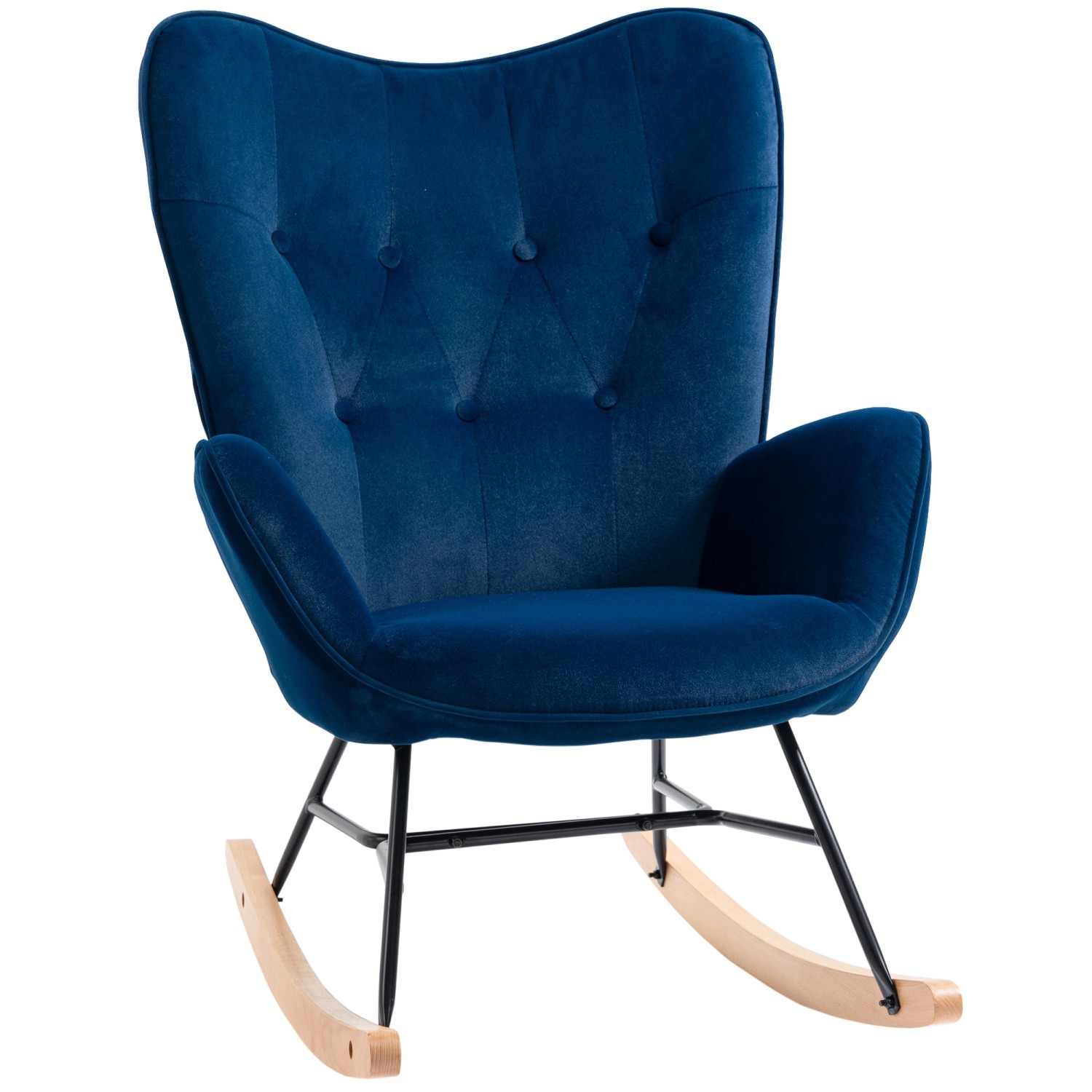 HOMCOM Schaukelsessel Polyester Schaumstoff Blau+Natur 65B x 70T x 96H cm günstig online kaufen