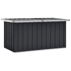 Anthrazitfarbene furnicato Gartenbox (129x67x65 cm) aus verzinktem Stahl. Ideal zur Aufbewahrung von Gartenartikeln.
