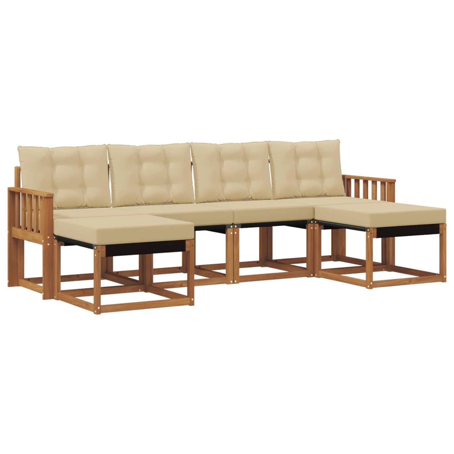 vidaXL Outdoor-Sofagarnitur mit Kissen 6-Tlg Natur und Beige 3368928