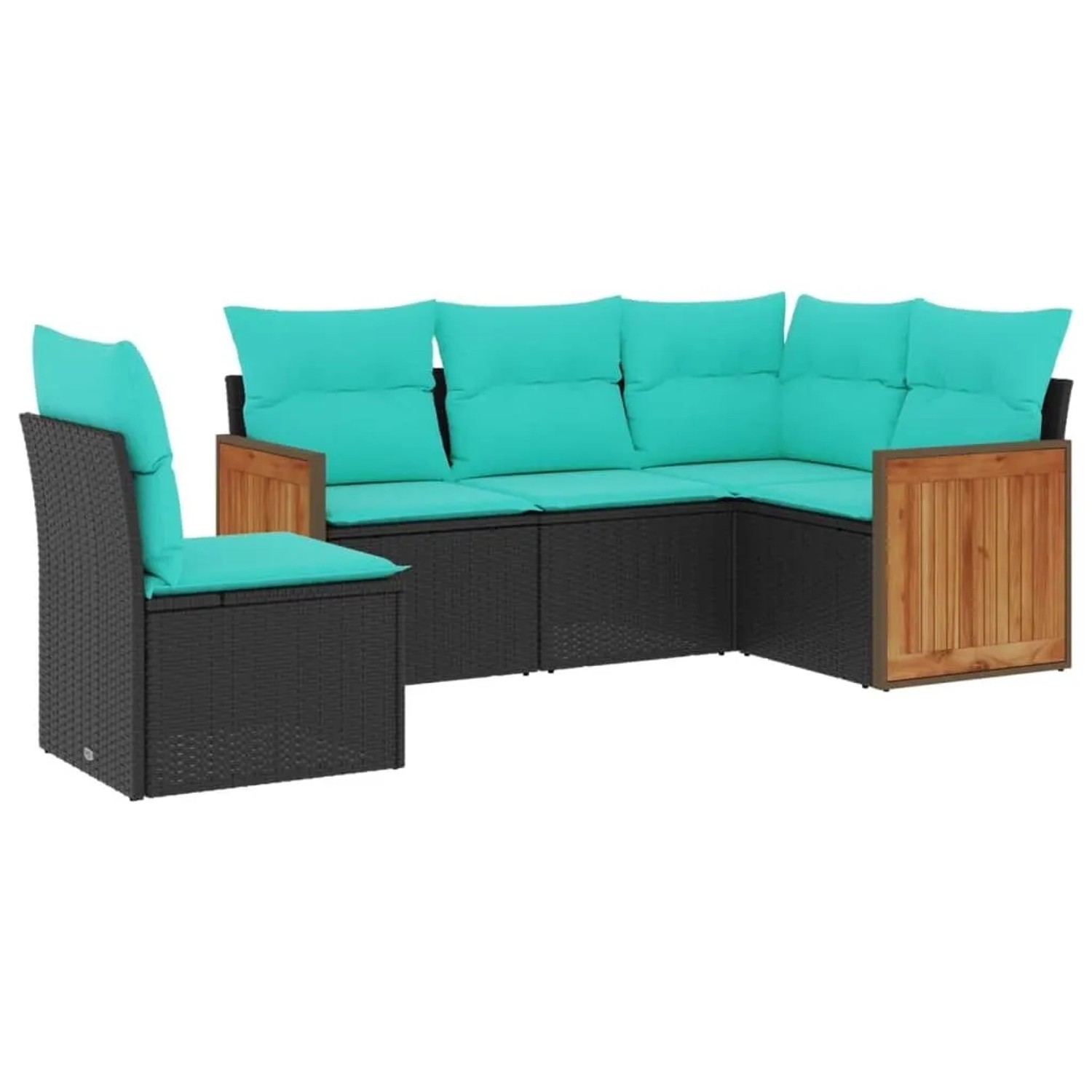 vidaXL 5-Tlg Gartensofa-Set mit Kissen Schwarz Polyrattan 3227653 günstig online kaufen