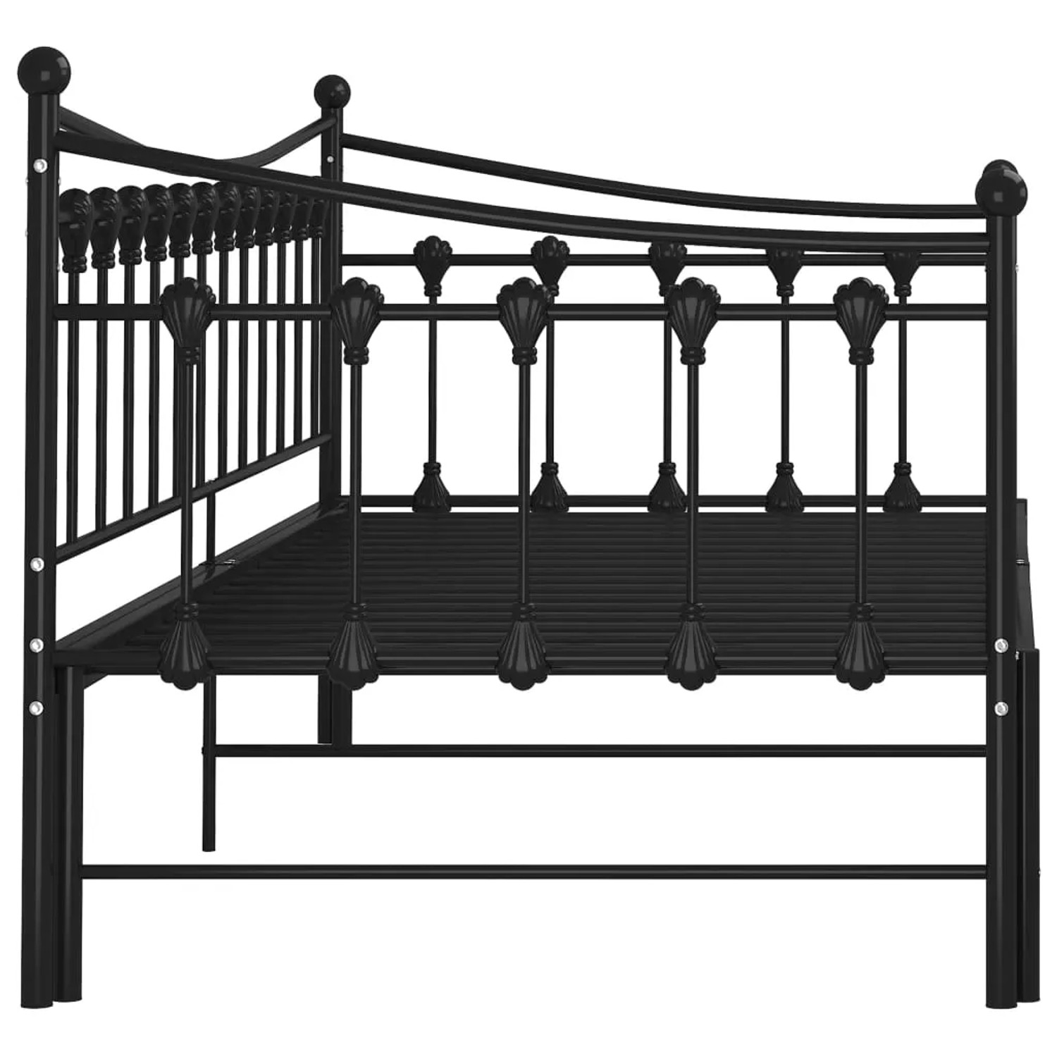 vidaXL Ausziehsofa Bettgestell, schwarz, Metall, 90x200 cm. Bett für Matratze. Kategorie: Betten.