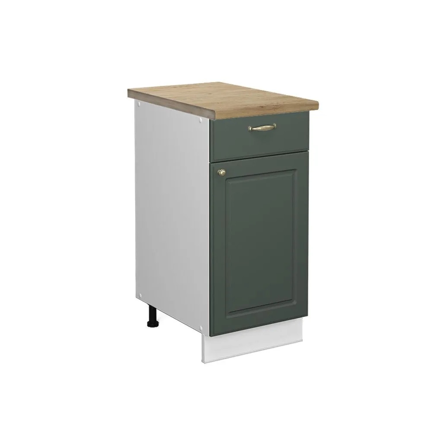 Vicco Küchenunterschrank Fame-Line Grün-Gold Landhaus Weiß 40 cm AP Eiche