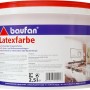 Baufan Latexfarbe, 2,5 l, Farbeimer mit rotem Deckel. Strapazierfähige Innen- und Außenfarbe.