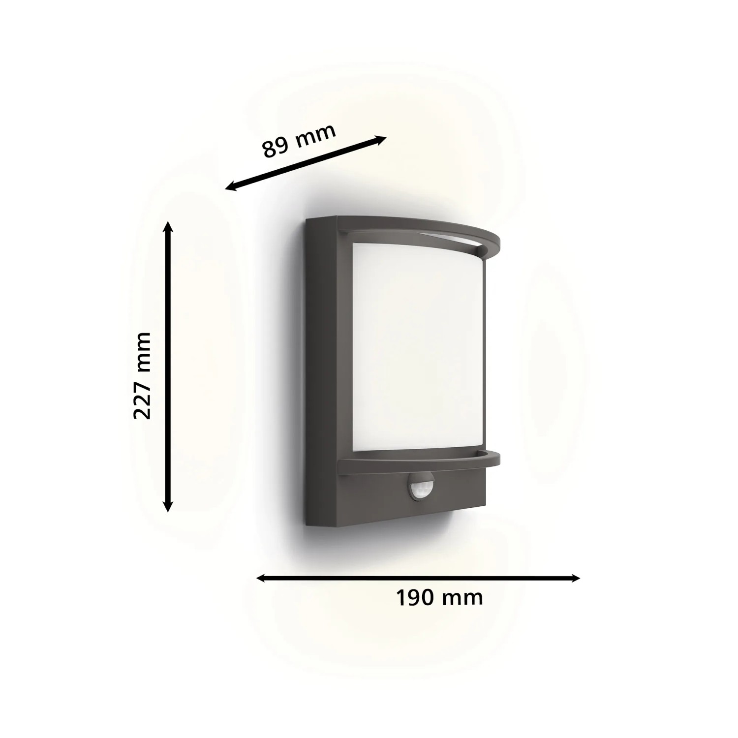 Philips Samondra LED Außenwandleuchte mit Bewegungssensor, anthrazit, Maße: 227x190x89mm.